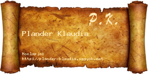 Plander Klaudia névjegykártya
